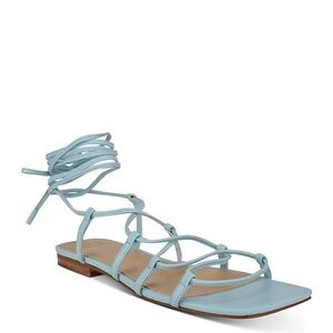 Marc Fisher Women's Light Blue Mahalia Ghillie Lace Ankle Tie Sandals NWT